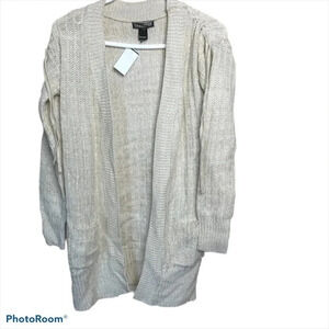 Revamped white knit open cardigan  Sz XS